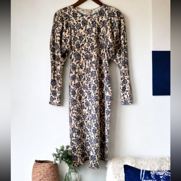 Moon River Blue Floral Corduroy Dress Size Small - Picture 5 of 11